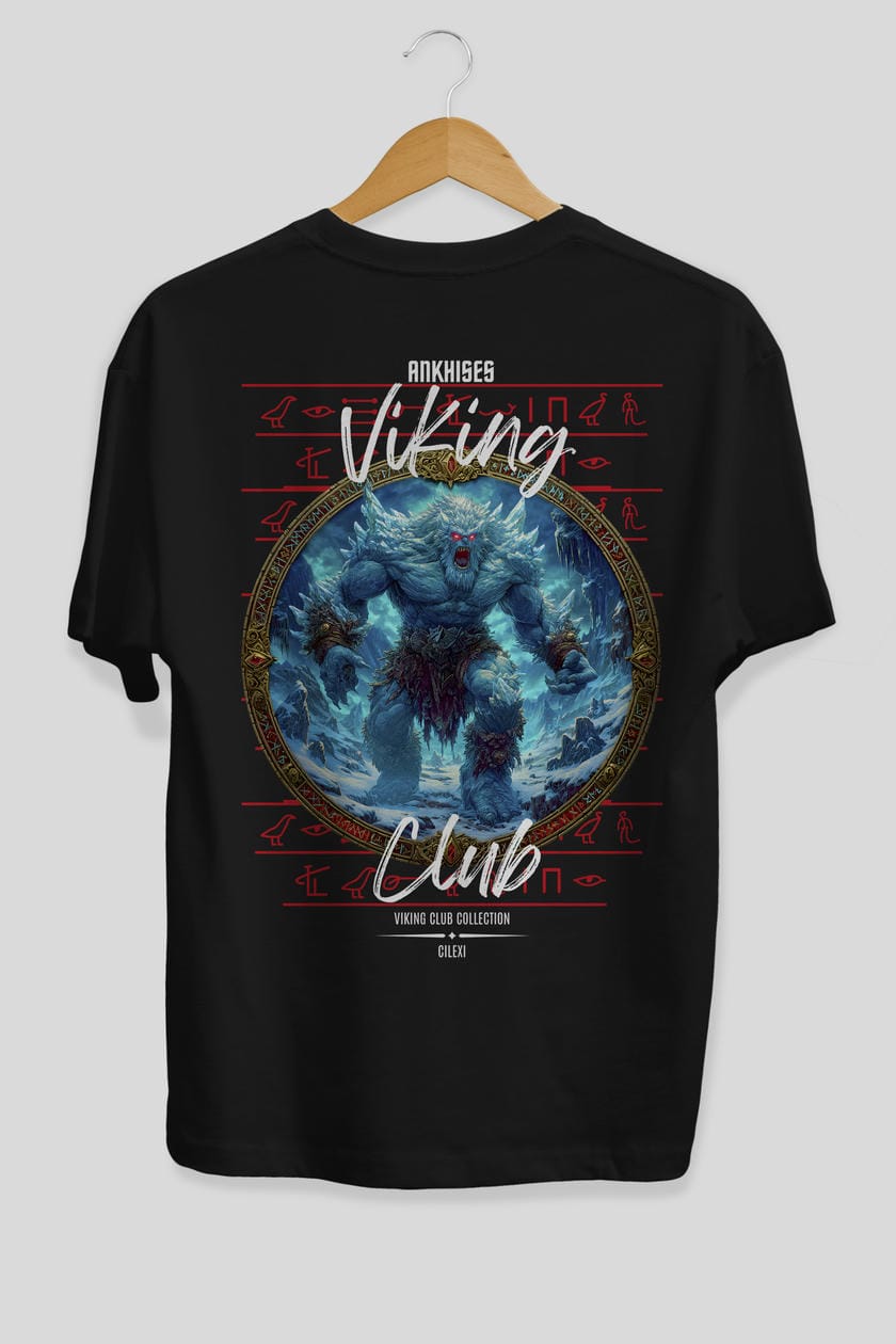 Ymir Arka Baskılı Oversize t-shirt Erkek Kadın %100 Pamuk Bisiklet Yaka tişort