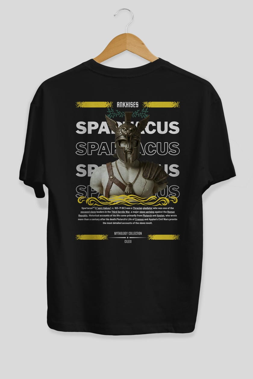 Spartacus 1 Arka Baskılı Oversize t-shirt Erkek Kadın %100 Pamuk Bisiklet Yaka tişort
