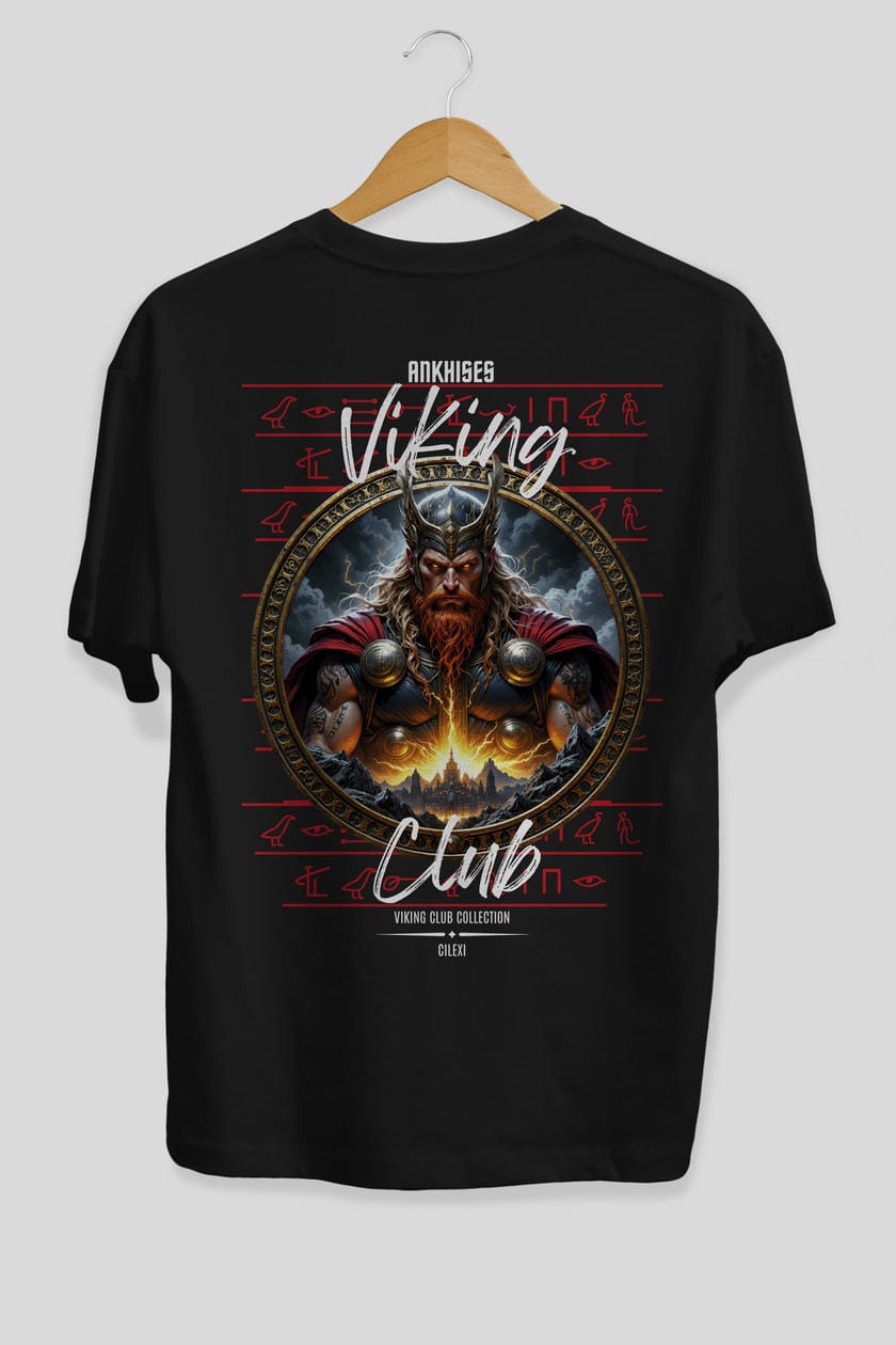 Thor 1 Arka Baskılı Oversize t-shirt Erkek Kadın %100 Pamuk Bisiklet Yaka tişort