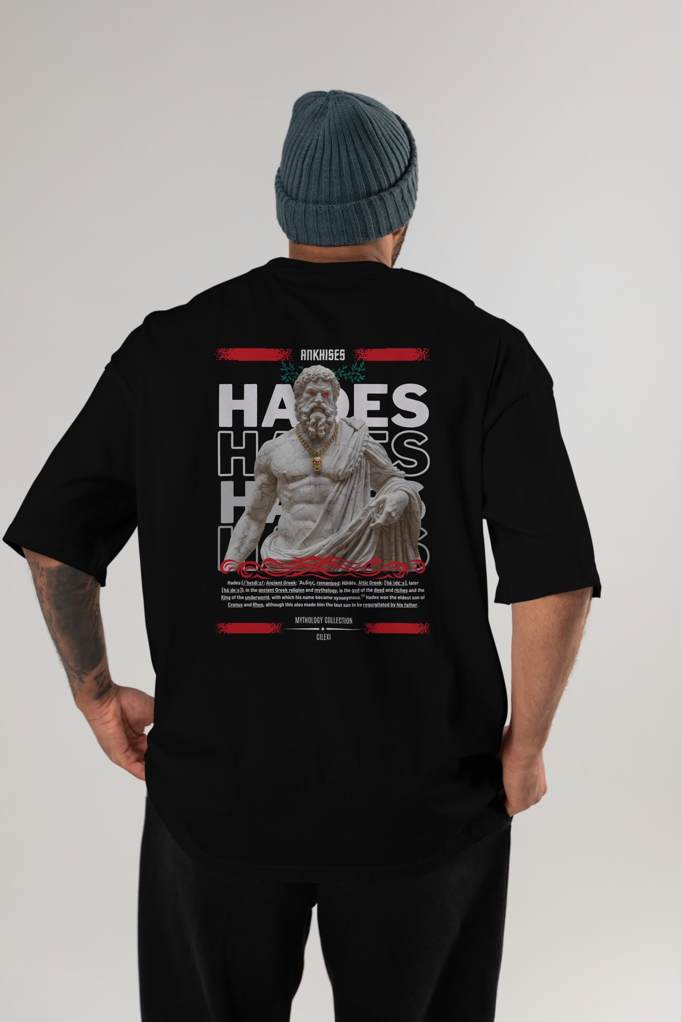 Hades 2 Arka Baskılı Oversize t-shirt Erkek Kadın %100 Pamuk Bisiklet Yaka tişort