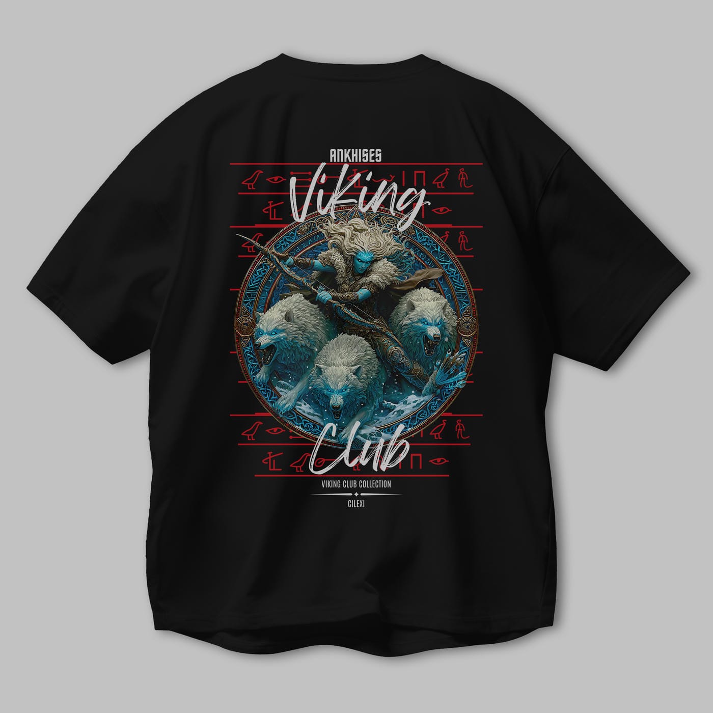 Skadi Arka Baskılı Oversize t-shirt Erkek Kadın %100 Pamuk Bisiklet Yaka tişort