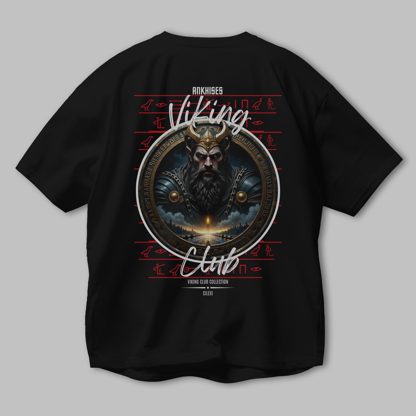 Viking Mitolojisi Serisi 7 Arka Baskılı Oversize t-shirt Erkek Kadın %100 Pamuk Bisiklet Yaka tişort