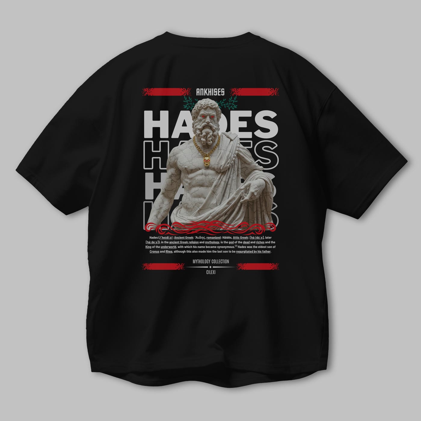Hades 2 Arka Baskılı Oversize t-shirt Erkek Kadın %100 Pamuk Bisiklet Yaka tişort