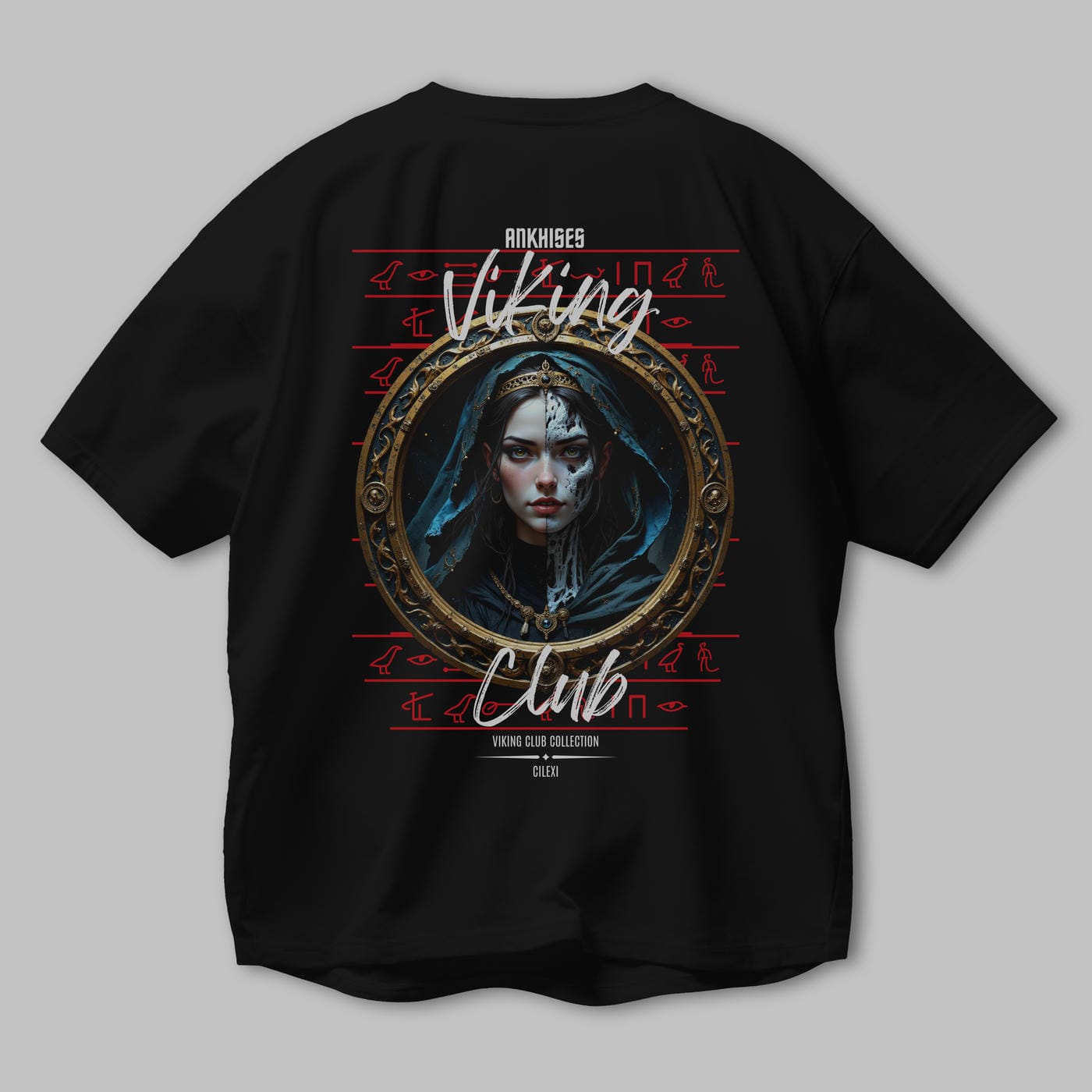 Viking Mitolojisi Serisi 10 Arka Baskılı Oversize t-shirt Erkek Kadın %100 Pamuk Bisiklet Yaka tişort