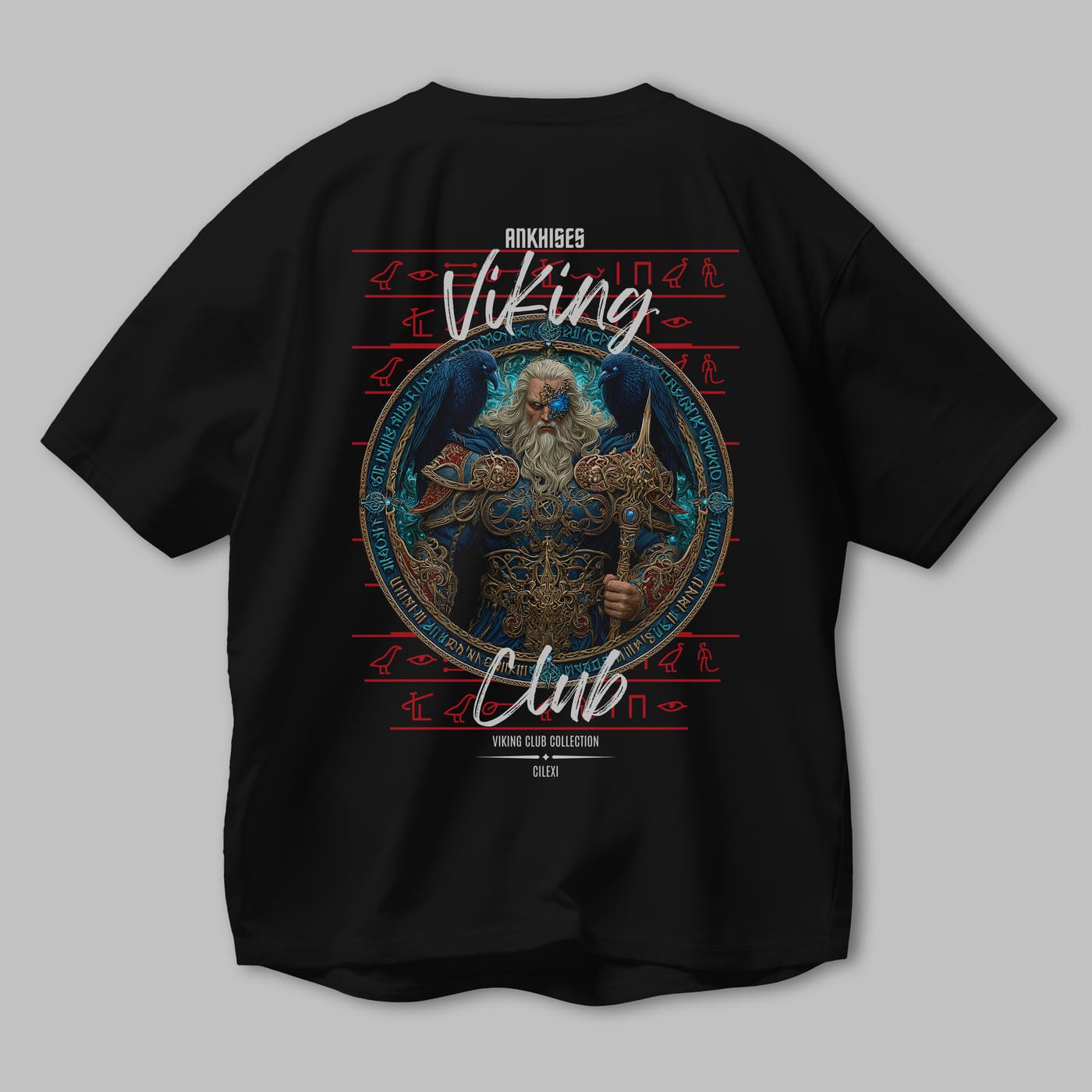 Odin Arka Baskılı Oversize t-shirt Erkek Kadın %100 Pamuk Bisiklet Yaka tişort