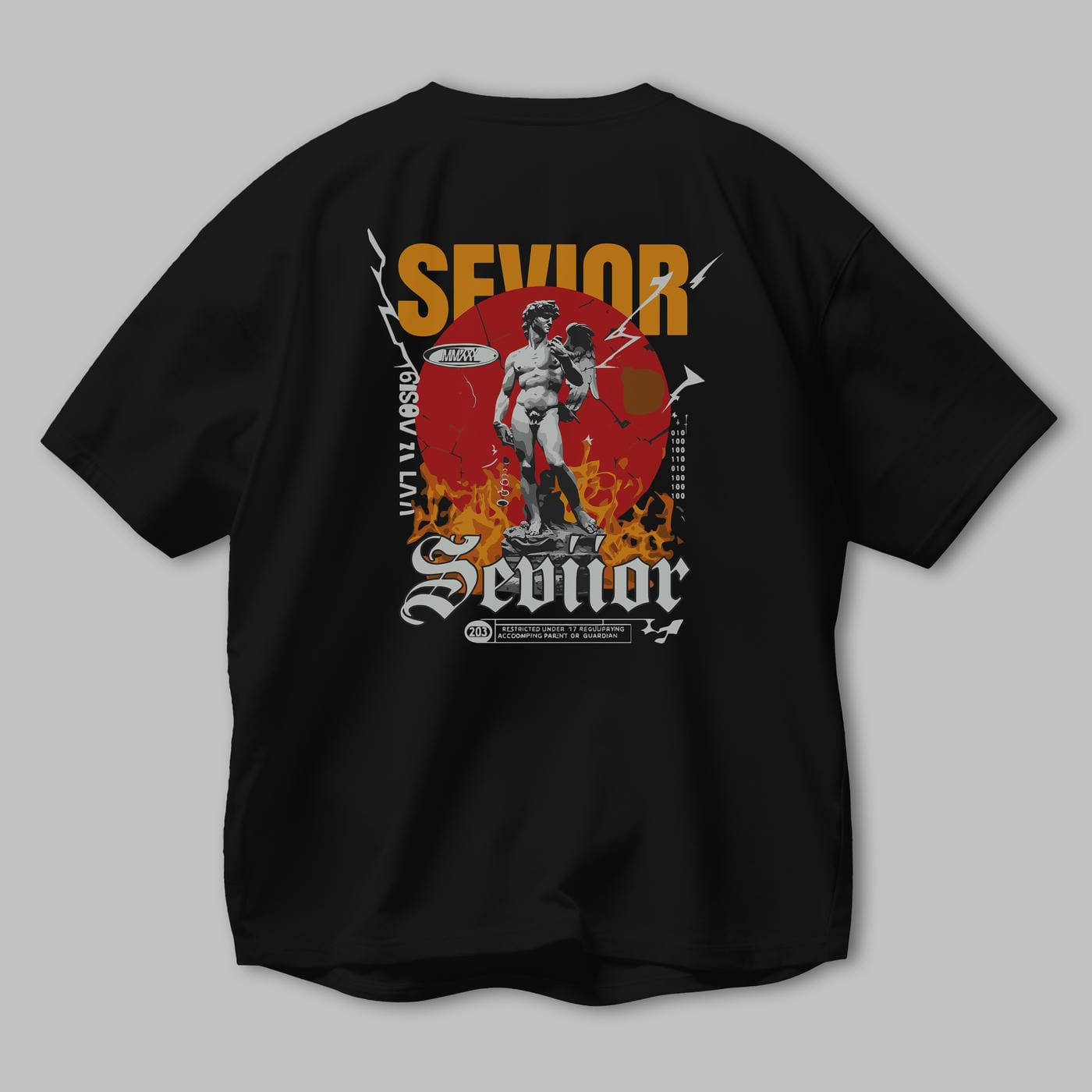 Sevior Arka Baskılı Oversize t-shirt Erkek Kadın %100 Pamuk Bisiklet Yaka tişort