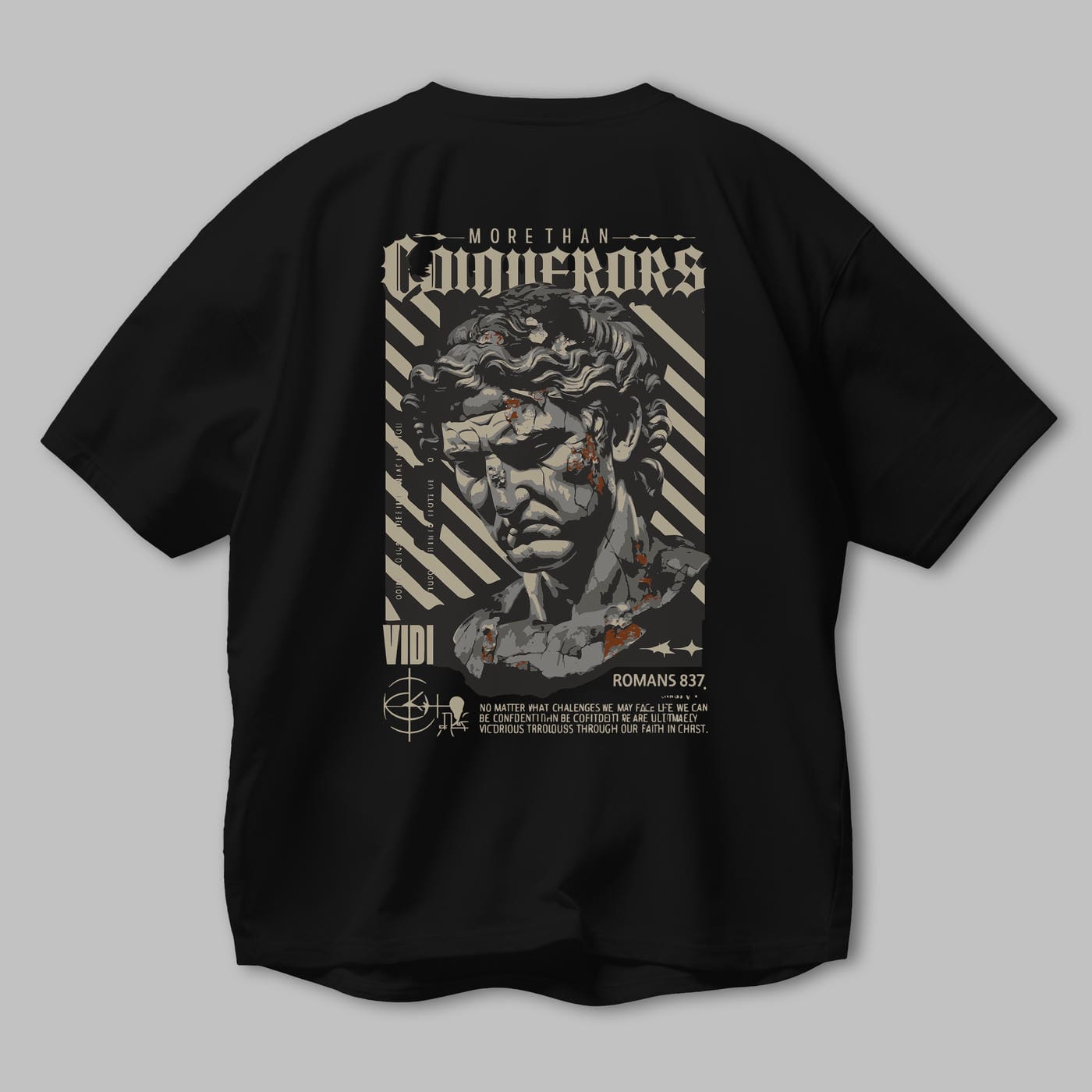 Roman Conqueror Arka Baskılı Oversize t-shirt Erkek Kadın %100 Pamuk Bisiklet Yaka tişort