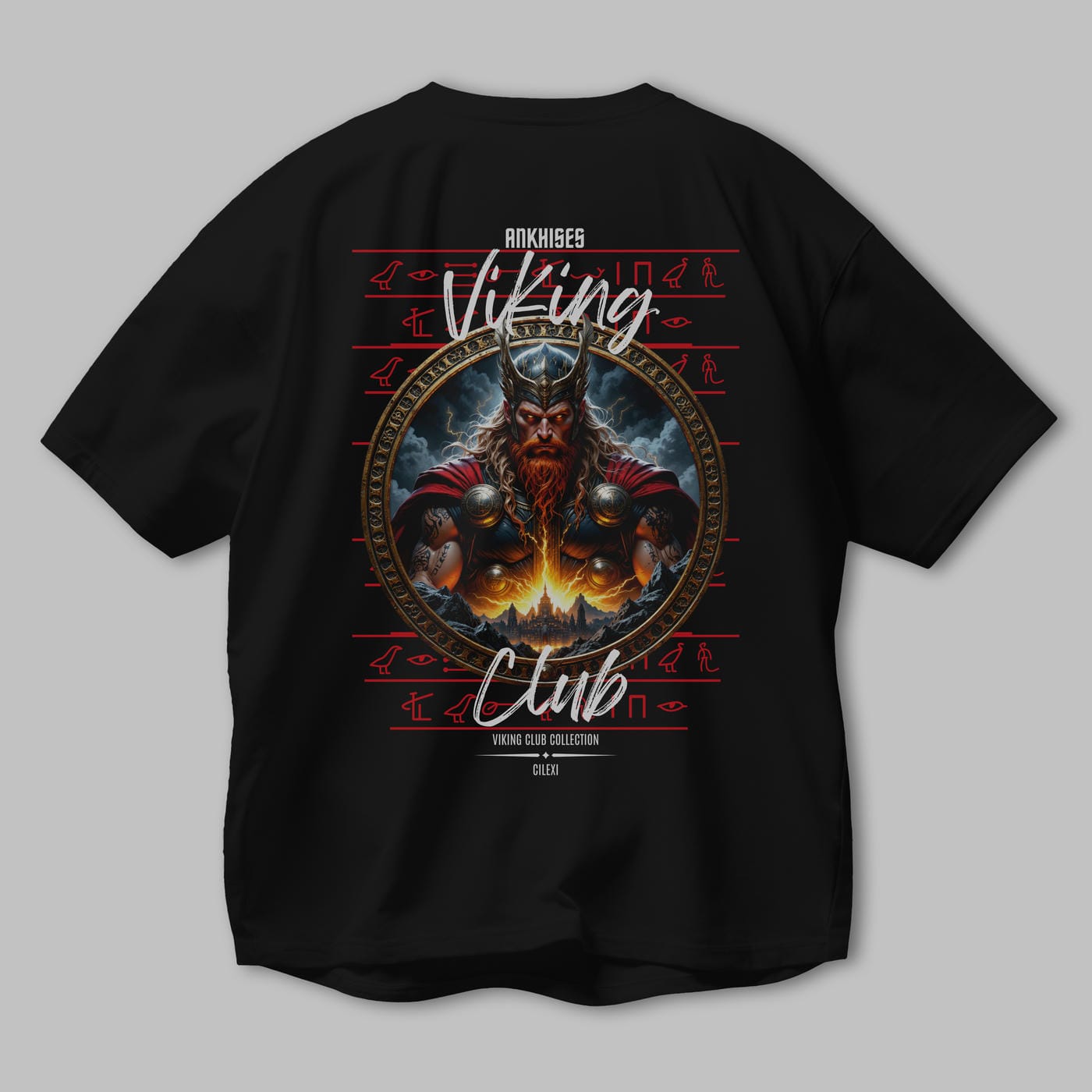 Thor 1 Arka Baskılı Oversize t-shirt Erkek Kadın %100 Pamuk Bisiklet Yaka tişort