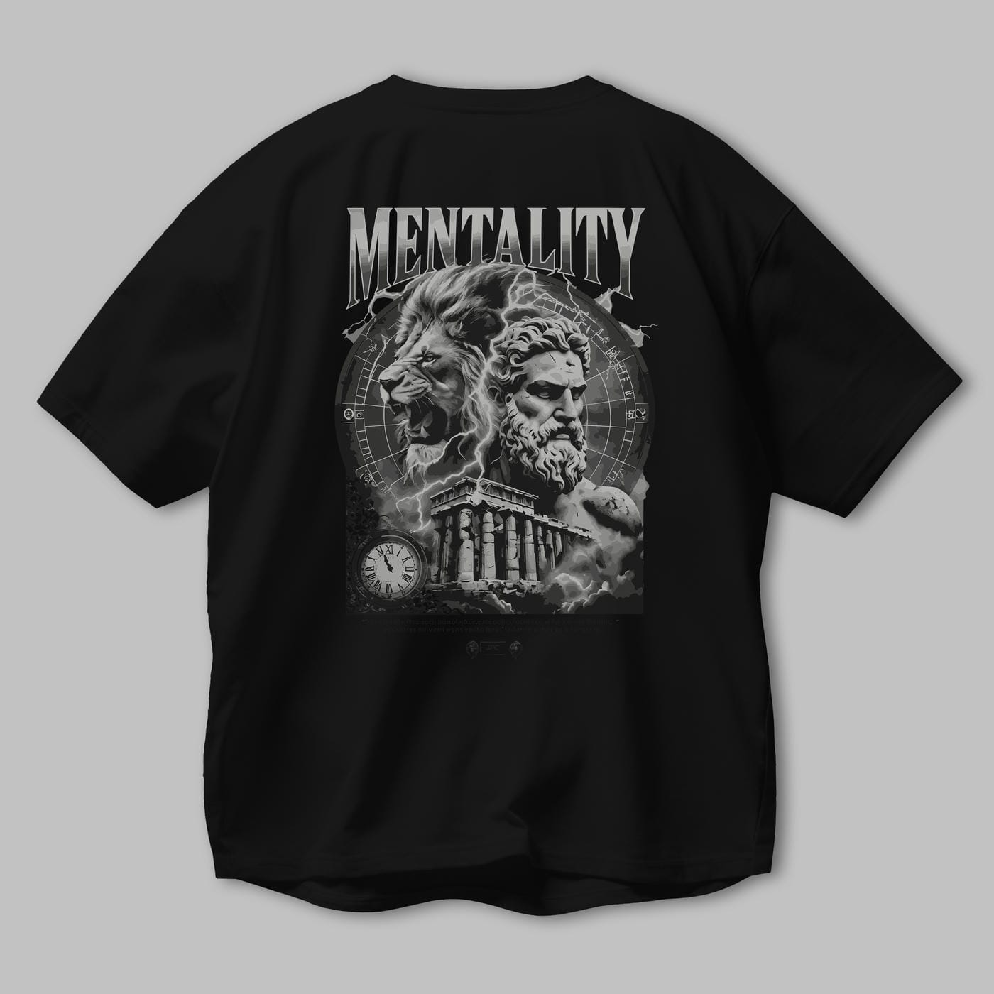 Mentality Zeus Arka Baskılı Oversize t-shirt Erkek Kadın %100 Pamuk Bisiklet Yaka tişort