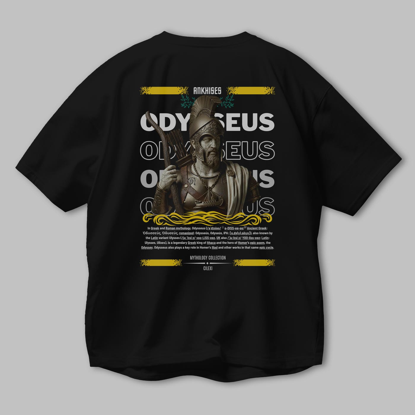 Odysseus 1 Arka Baskılı Oversize t-shirt Erkek Kadın %100 Pamuk Bisiklet Yaka tişort