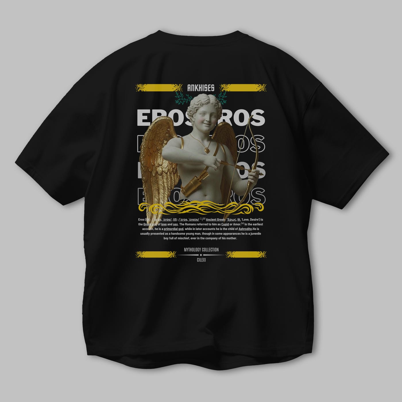Eros Arka Baskılı Oversize t-shirt Erkek Kadın %100 Pamuk Bisiklet Yaka tişort