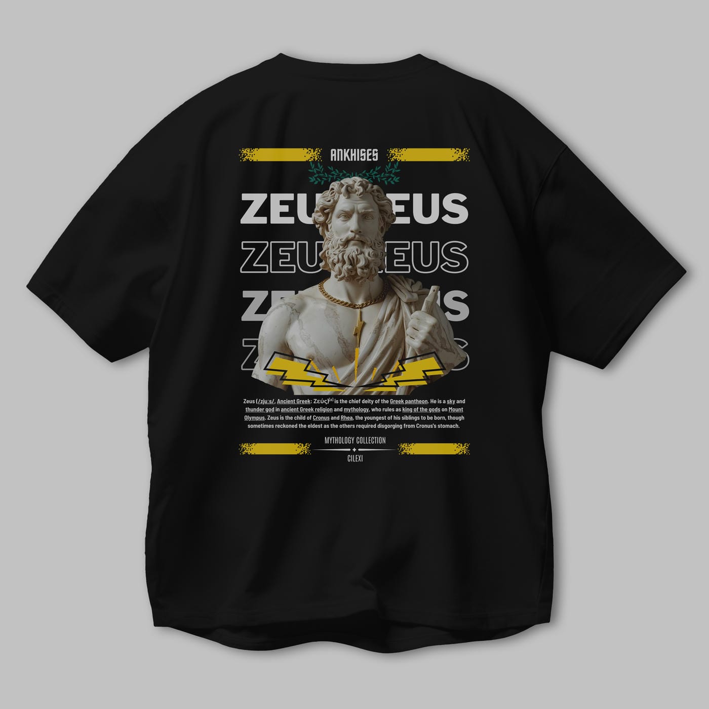 Zeus 4 Arka Baskılı Oversize t-shirt Erkek Kadın %100 Pamuk Bisiklet Yaka tişort