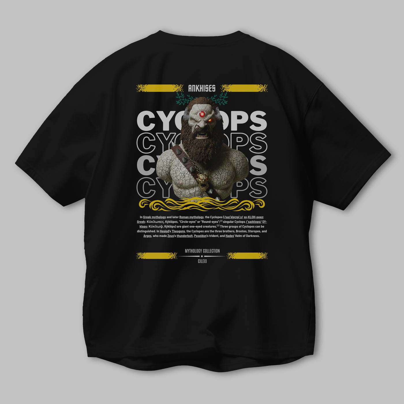 Cyclopes 1 Arka Baskılı Oversize t-shirt Erkek Kadın %100 Pamuk Bisiklet Yaka tişort