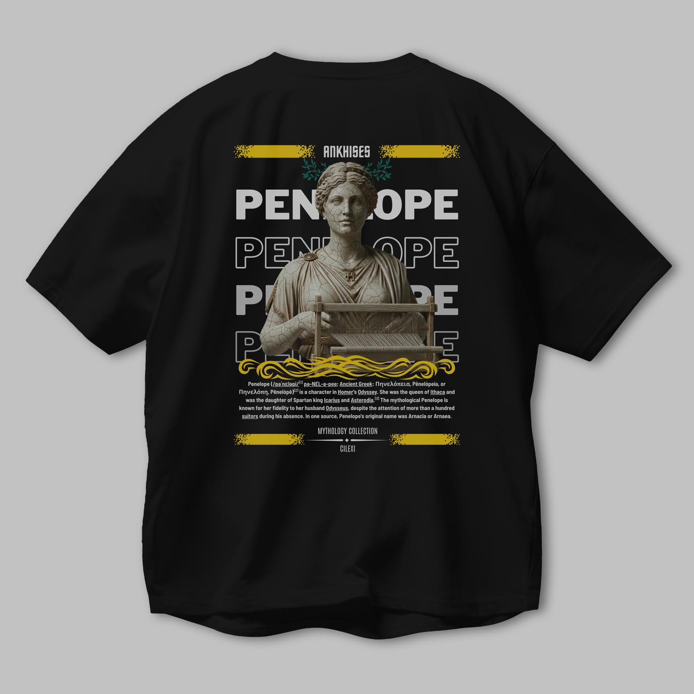 Penelope 2 Arka Baskılı Oversize t-shirt Erkek Kadın %100 Pamuk Bisiklet Yaka tişort
