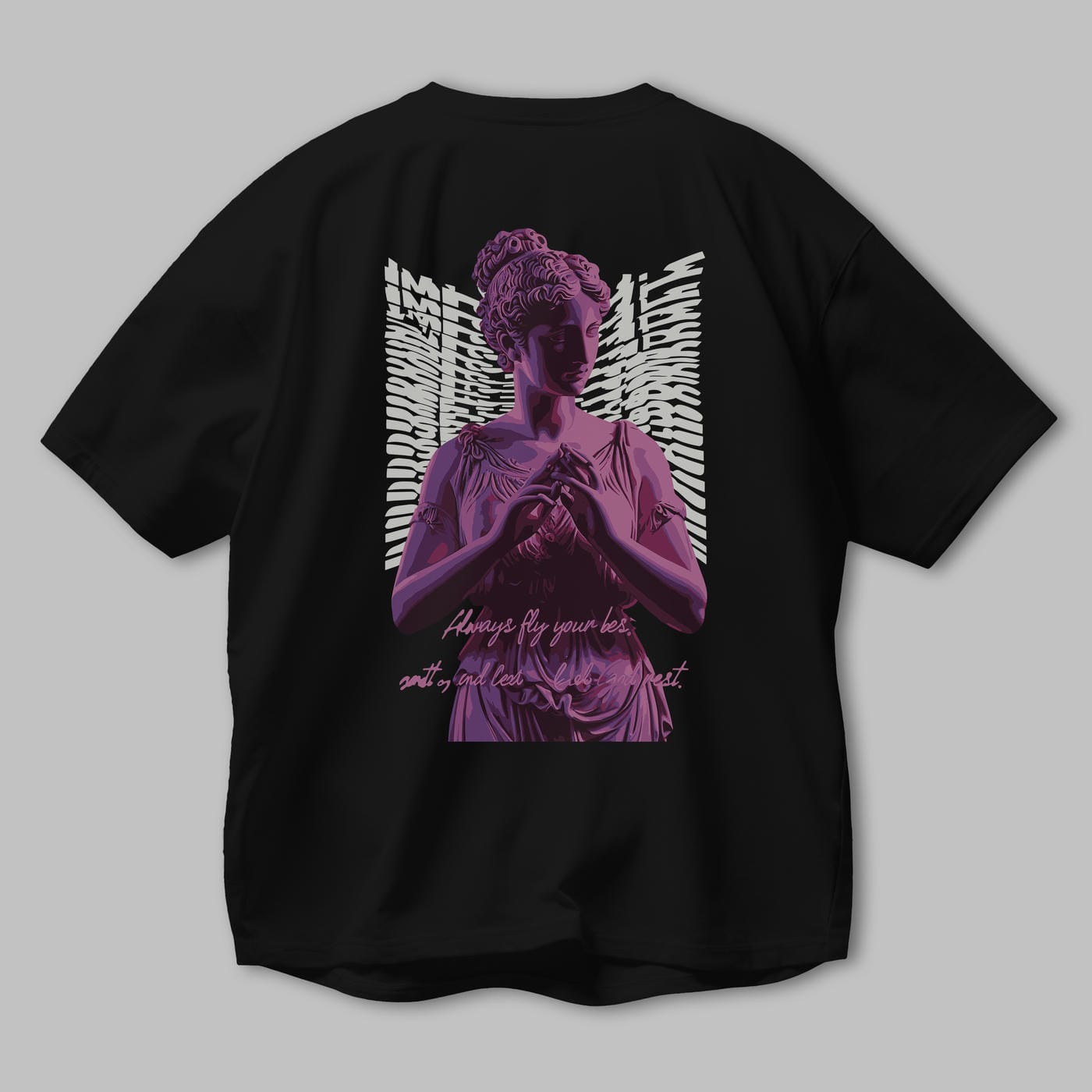 Always Fly Arka Baskılı Oversize t-shirt Erkek Kadın %100 Pamuk Bisiklet Yaka tişort