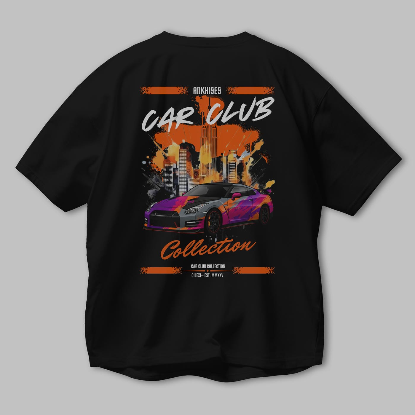 Araba Club Serisi 31 Baskılı Oversize t-shirt Erkek Kadın %100 Pamuk Bisiklet Yaka tişort