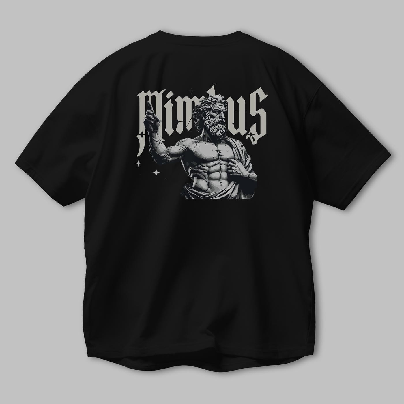 Mimbus Zeus Arka Baskılı Oversize t-shirt Erkek Kadın %100 Pamuk Bisiklet Yaka tişort