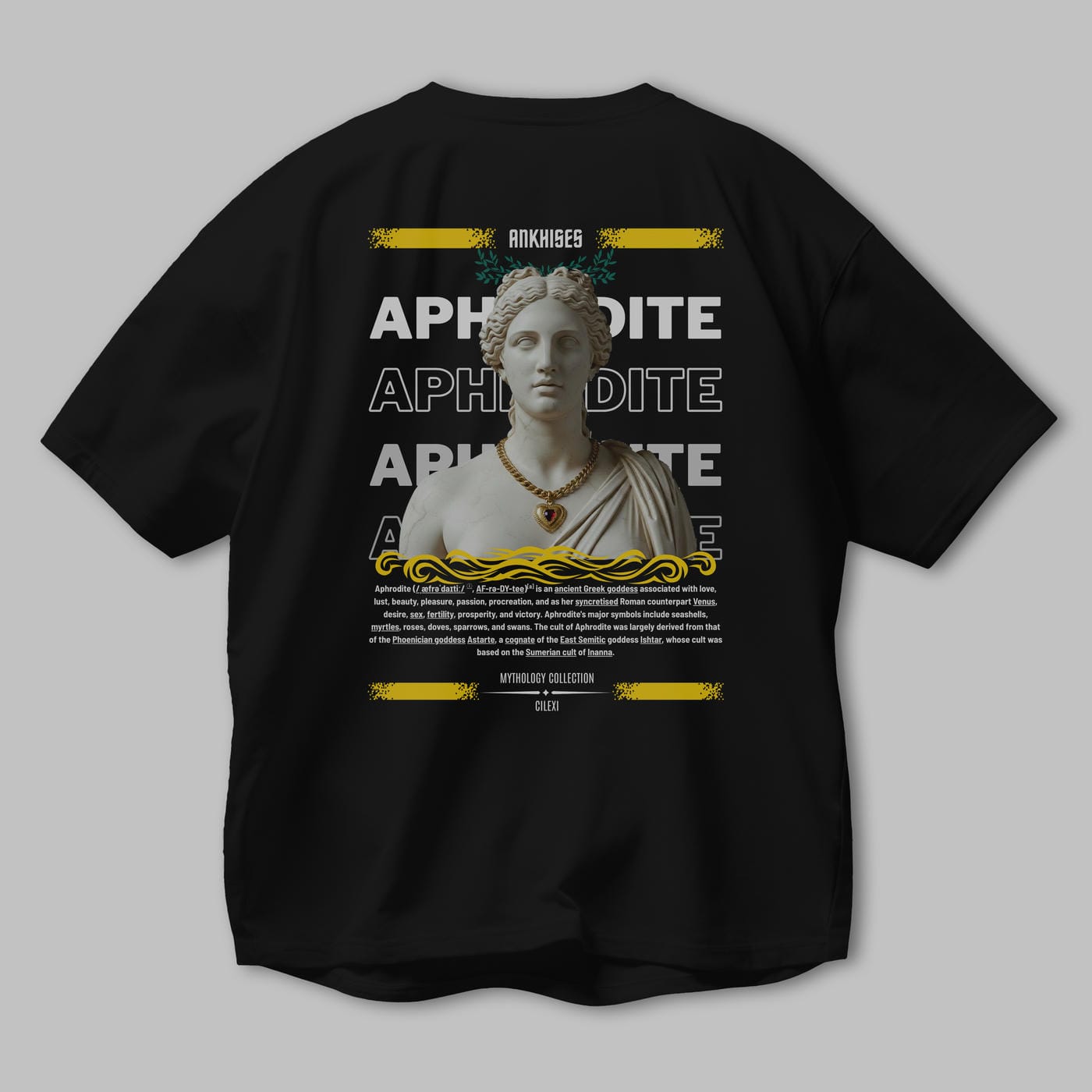 Aphrodite 1 Arka Baskılı Oversize t-shirt Erkek Kadın %100 Pamuk Bisiklet Yaka tişort