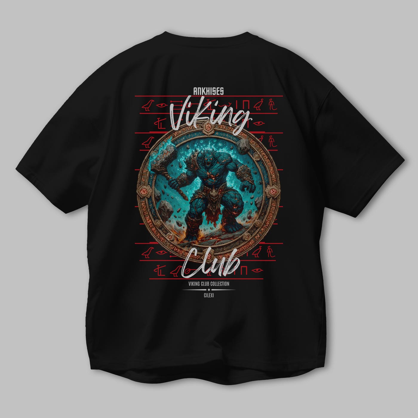 Hrungnir Baskılı Oversize t-shirt Erkek Kadın %100 Pamuk Bisiklet Yaka tişort