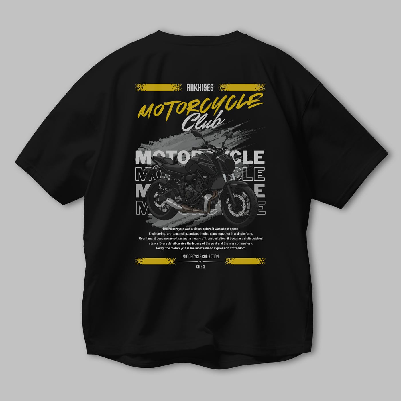 Motosiklet Serisi 20 Arka Baskılı Oversize t-shirt Erkek Kadın %100 Pamuk Bisiklet Yaka tişort