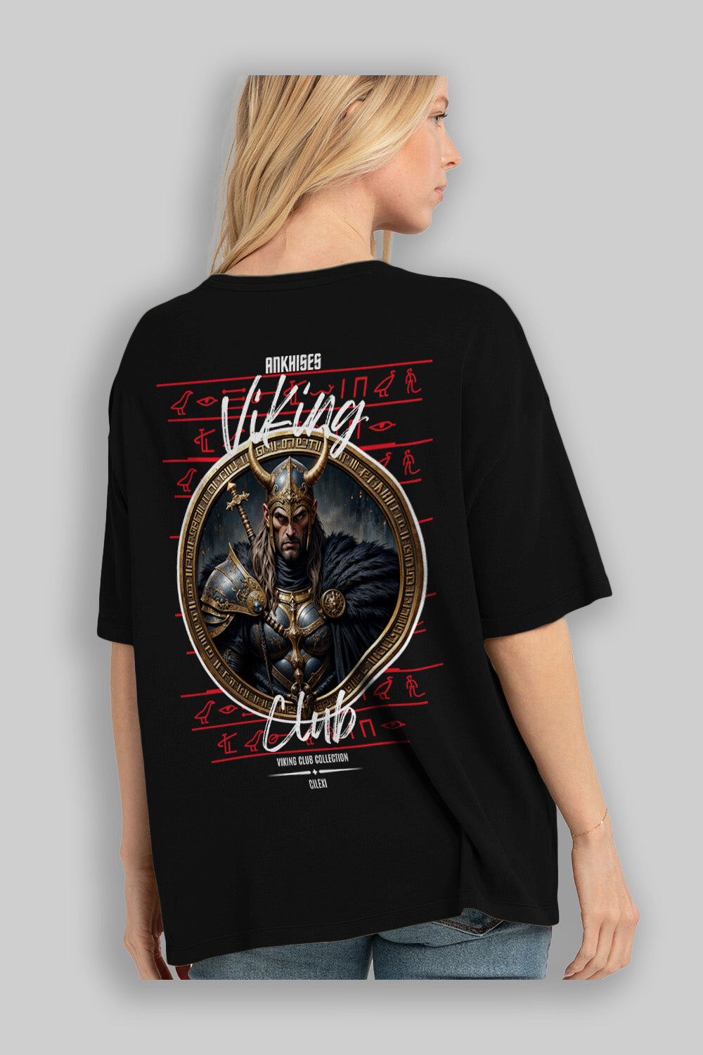 Viking Mitolojisi Serisi 21 Arka Baskılı Oversize t-shirt Erkek Kadın %100 Pamuk Bisiklet Yaka tişort