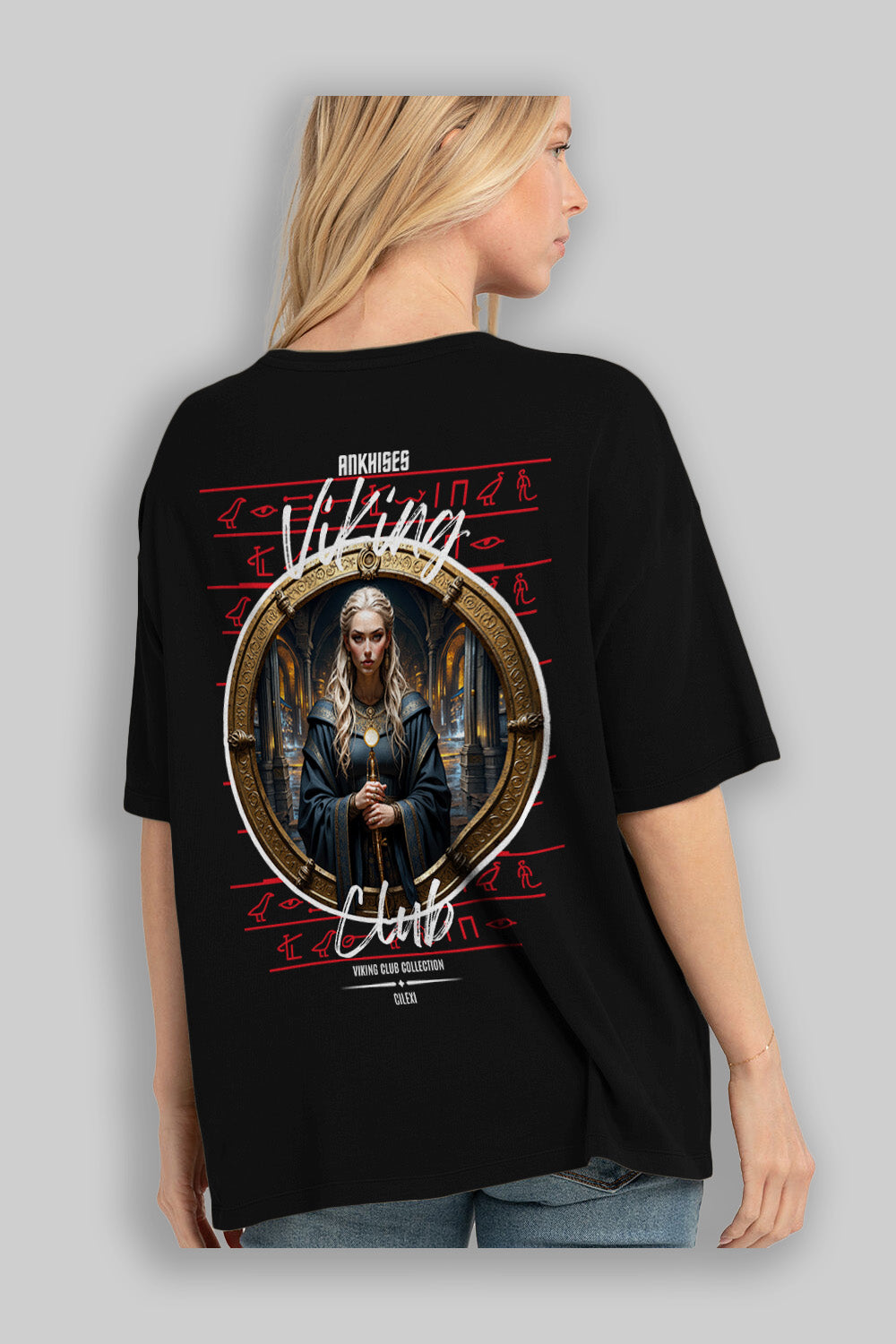 Viking Mitolojisi Serisi 5 Arka Baskılı Oversize t-shirt Erkek Kadın %100 Pamuk Bisiklet Yaka tişort