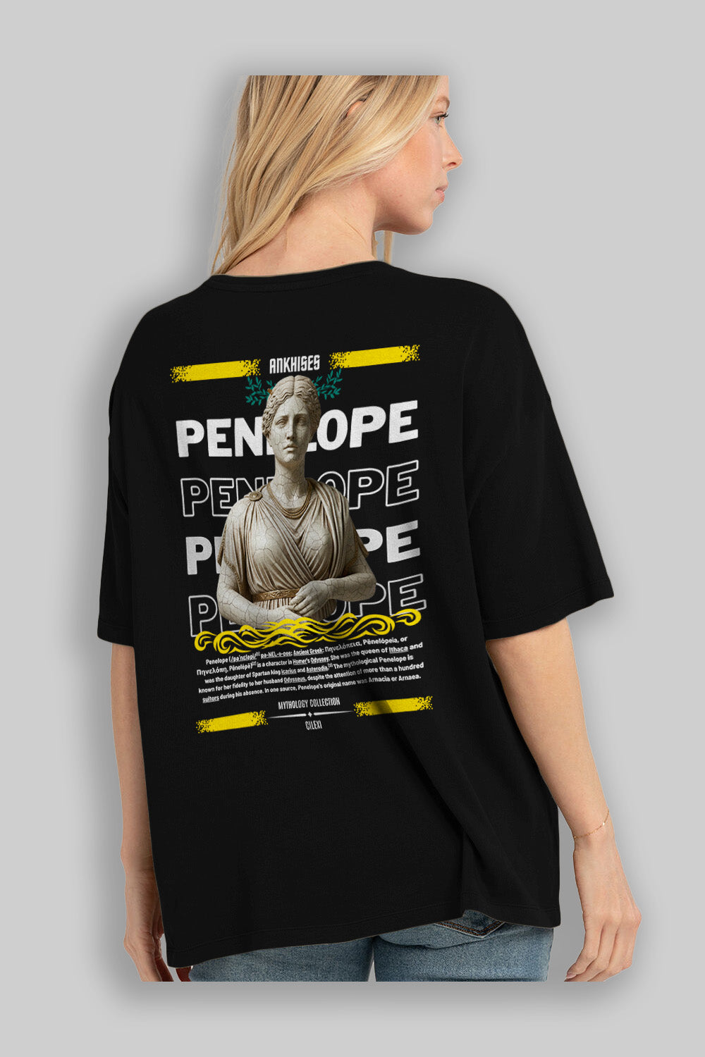 Penelope 1 Arka Baskılı Oversize t-shirt Erkek Kadın %100 Pamuk Bisiklet Yaka tişort