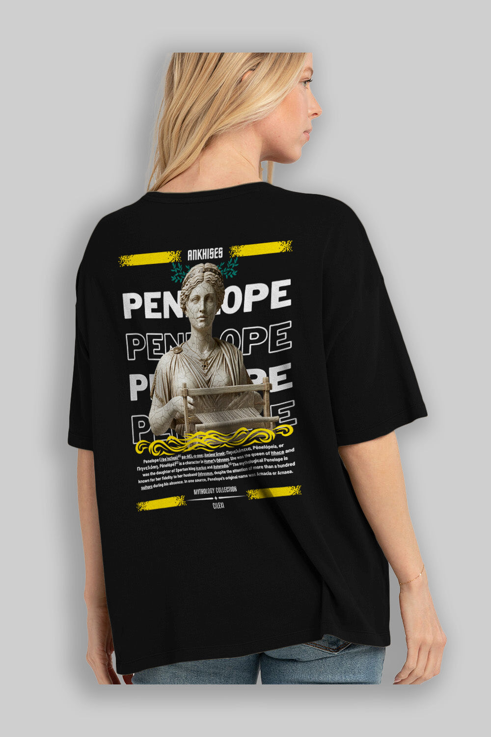 Penelope 2 Arka Baskılı Oversize t-shirt Erkek Kadın %100 Pamuk Bisiklet Yaka tişort