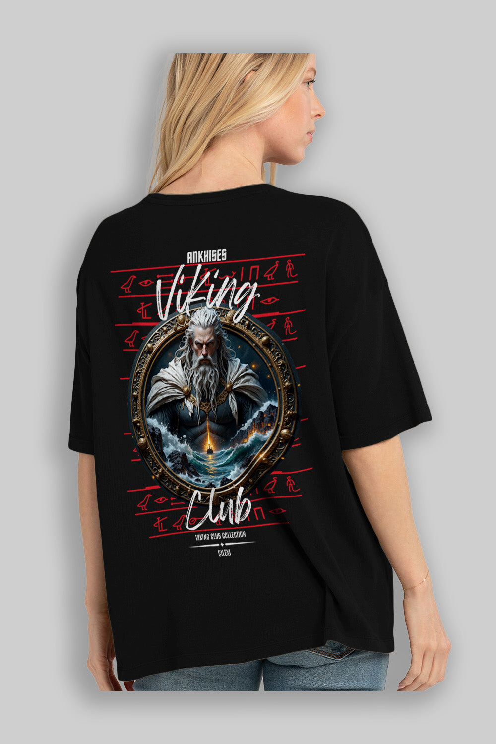 Viking Mitolojisi Serisi 13 Arka Baskılı Oversize t-shirt Erkek Kadın %100 Pamuk Bisiklet Yaka tişort