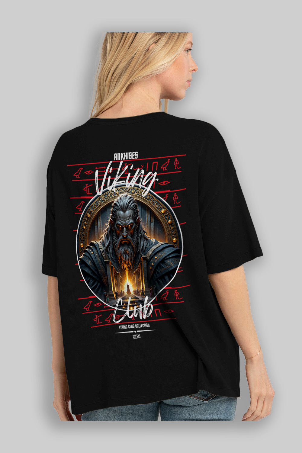 Odin 3 Arka Baskılı Oversize t-shirt Erkek Kadın %100 Pamuk Bisiklet Yaka tişort