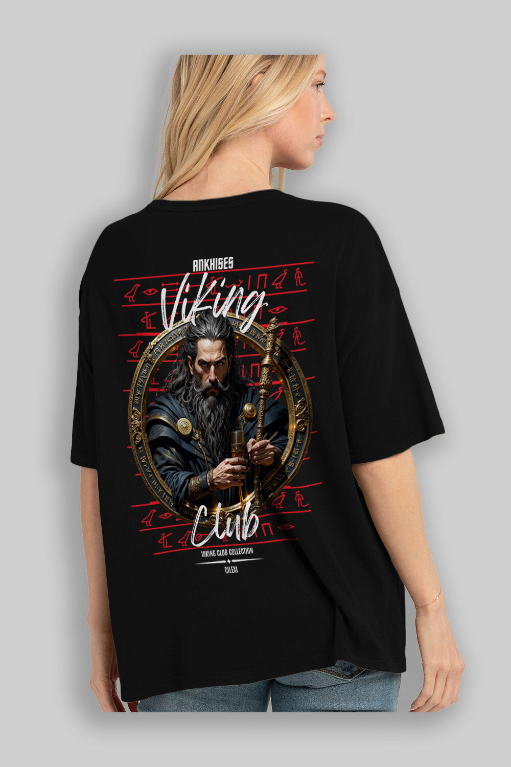 Viking Mitolojisi Serisi 20 Arka Baskılı Oversize t-shirt Erkek Kadın %100 Pamuk Bisiklet Yaka tişort