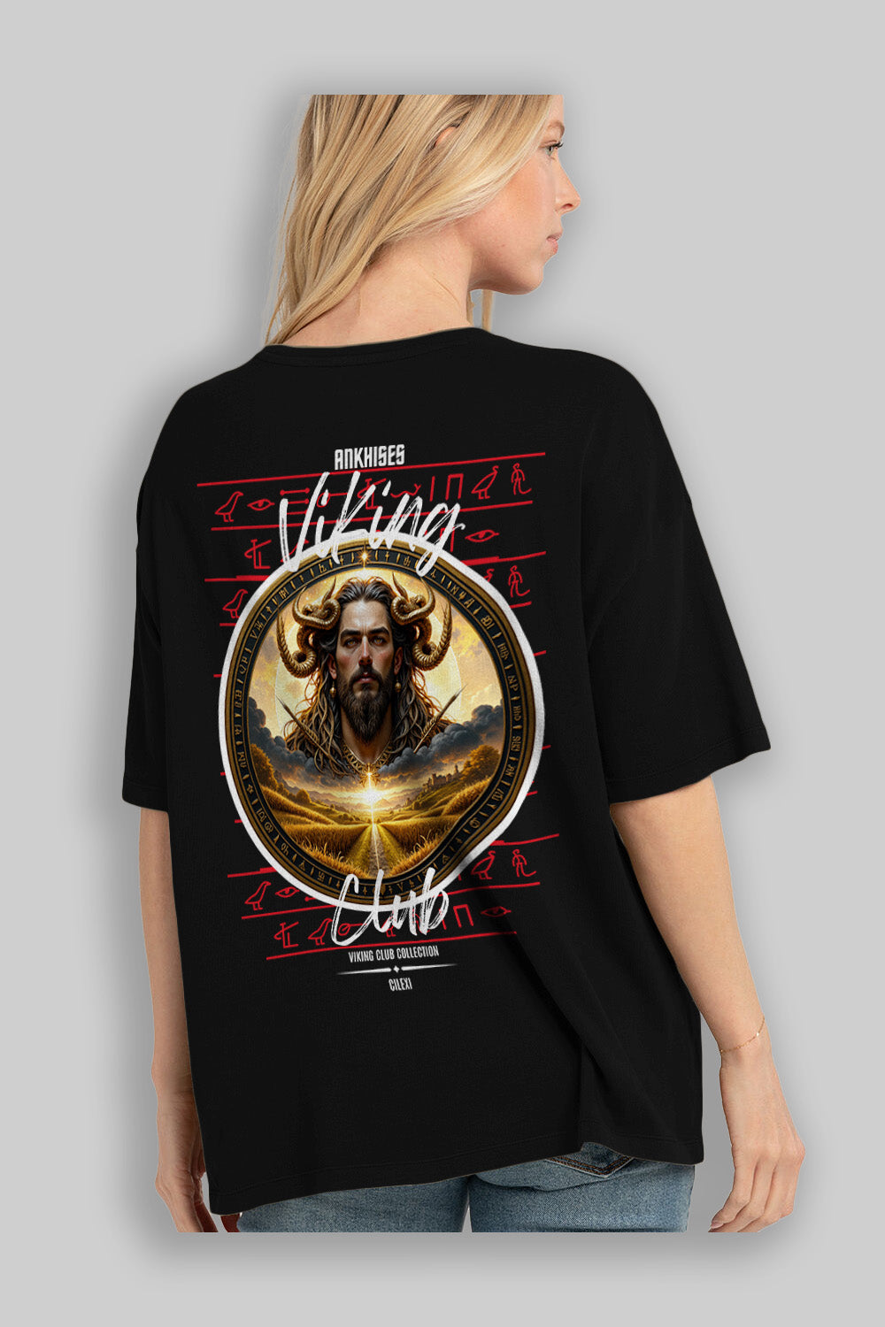 Viking Mitolojisi Serisi 3 Arka Baskılı Oversize t-shirt Erkek Kadın %100 Pamuk Bisiklet Yaka tişort