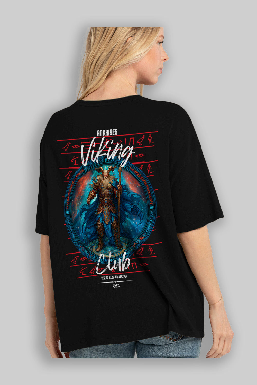 Heimdall Baskılı Oversize t-shirt Erkek Kadın %100 Pamuk Bisiklet Yaka tişort