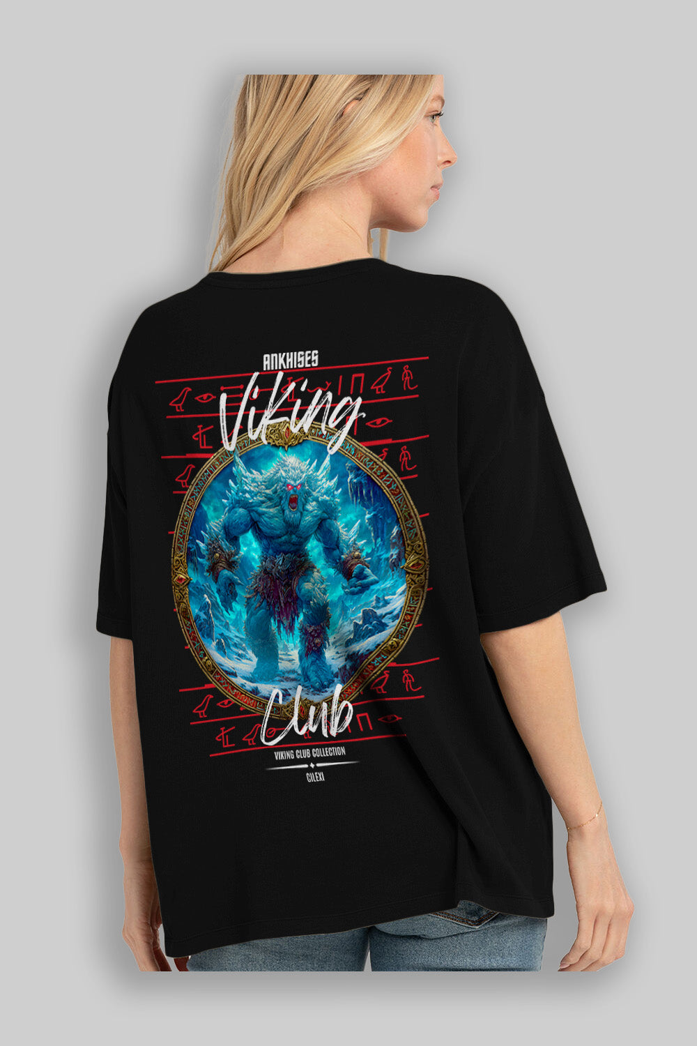 Ymir Arka Baskılı Oversize t-shirt Erkek Kadın %100 Pamuk Bisiklet Yaka tişort