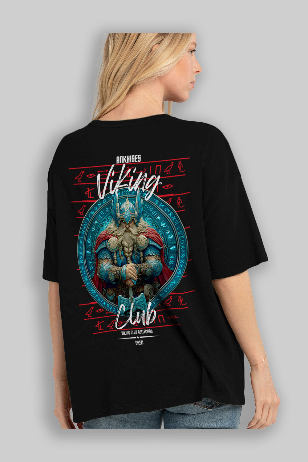 Thor Arka Baskılı Oversize t-shirt Erkek Kadın %100 Pamuk Bisiklet Yaka tişort