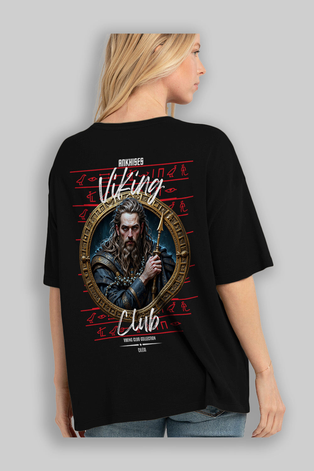 Viking Mitolojisi Serisi 12 Arka Baskılı Oversize t-shirt Erkek Kadın %100 Pamuk Bisiklet Yaka tişort