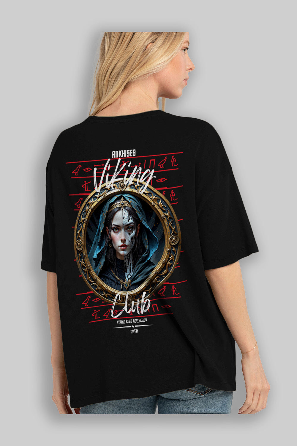Viking Mitolojisi Serisi 10 Arka Baskılı Oversize t-shirt Erkek Kadın %100 Pamuk Bisiklet Yaka tişort