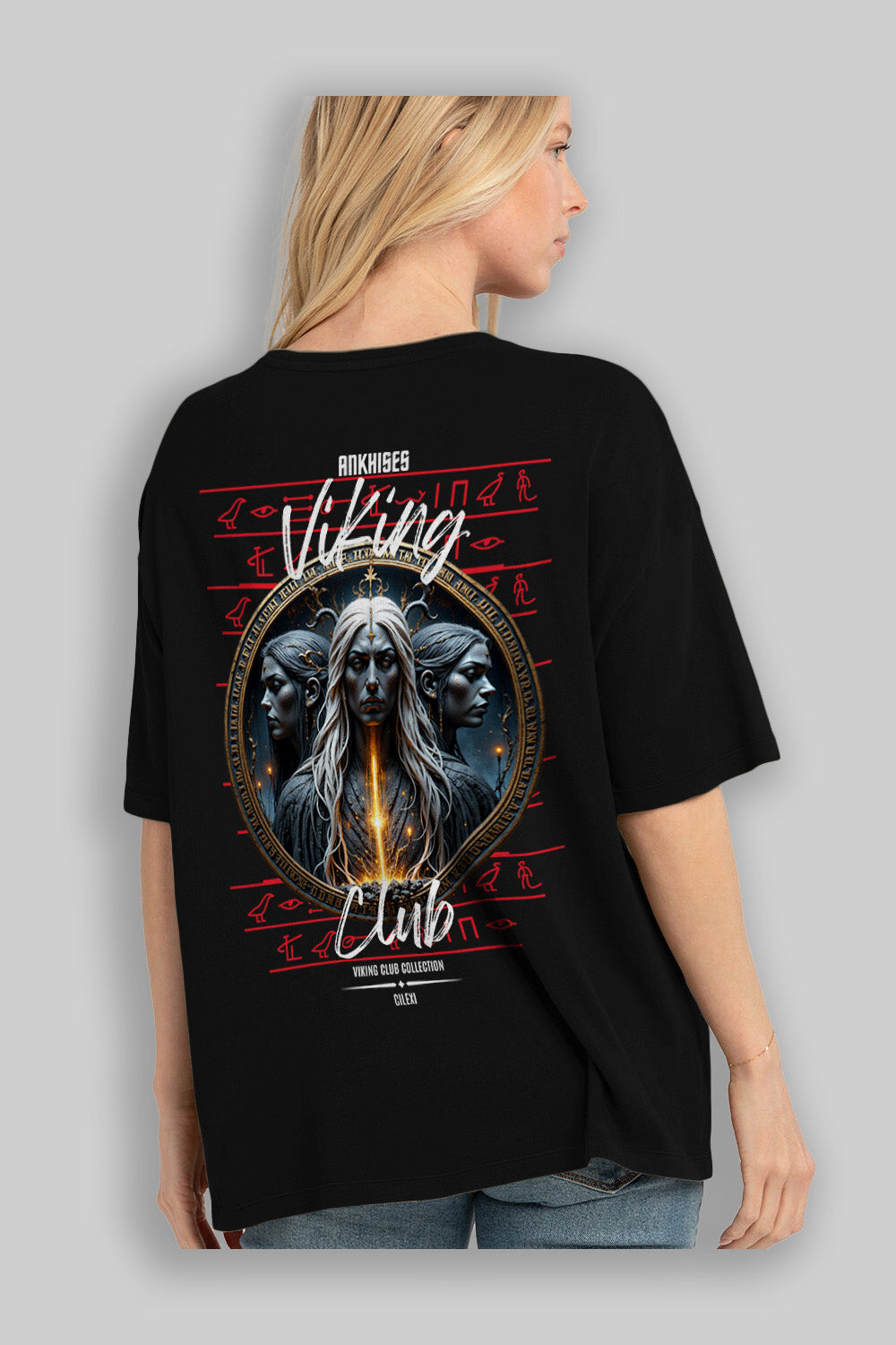 Viking Mitolojisi Serisi 24 Arka Baskılı Oversize t-shirt Erkek Kadın %100 Pamuk Bisiklet Yaka tişort
