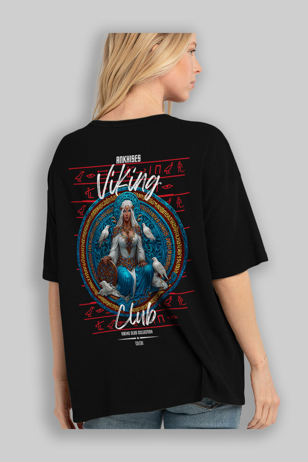 Frigg Baskılı Oversize t-shirt Erkek Kadın %100 Pamuk Bisiklet Yaka tişort