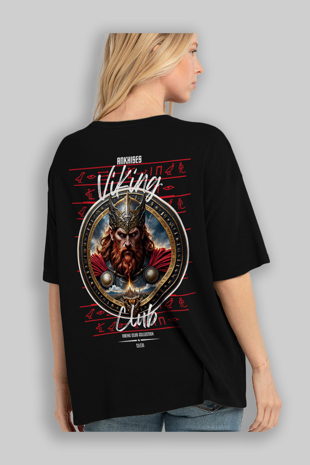 Thor 2 Arka Baskılı Oversize t-shirt Erkek Kadın %100 Pamuk Bisiklet Yaka tişort