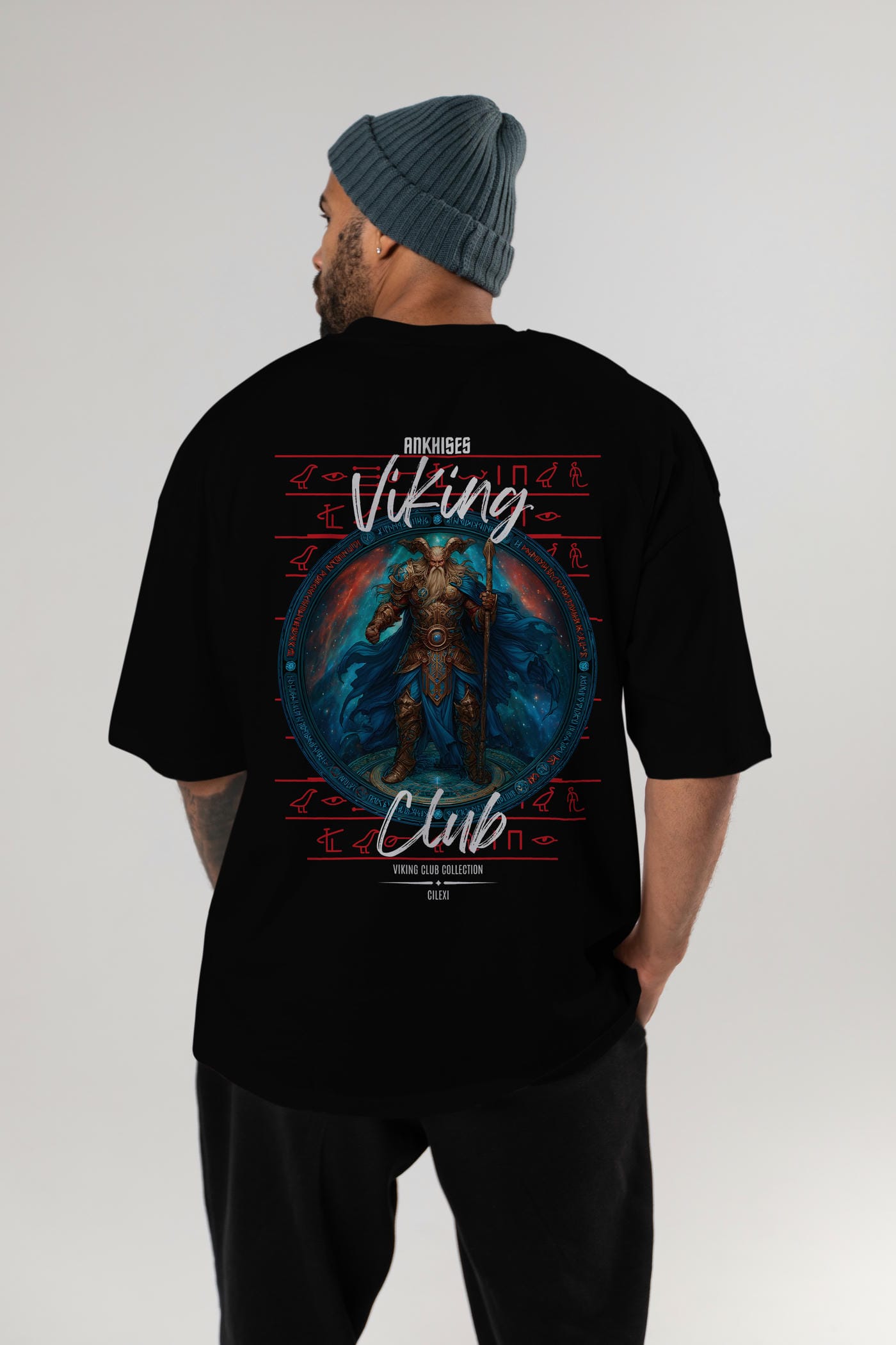 Heimdall Baskılı Oversize t-shirt Erkek Kadın %100 Pamuk Bisiklet Yaka tişort