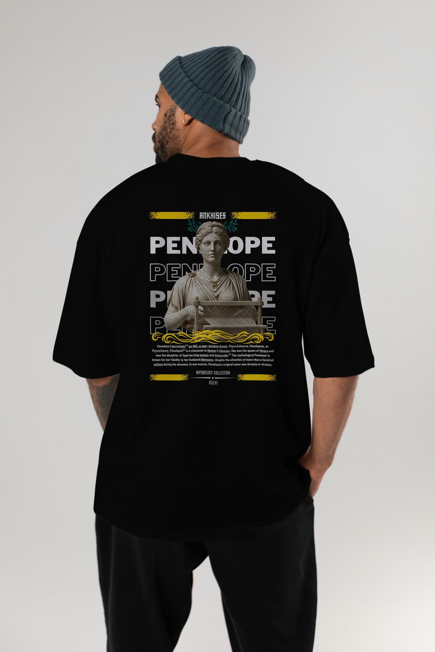 Penelope 2 Arka Baskılı Oversize t-shirt Erkek Kadın %100 Pamuk Bisiklet Yaka tişort