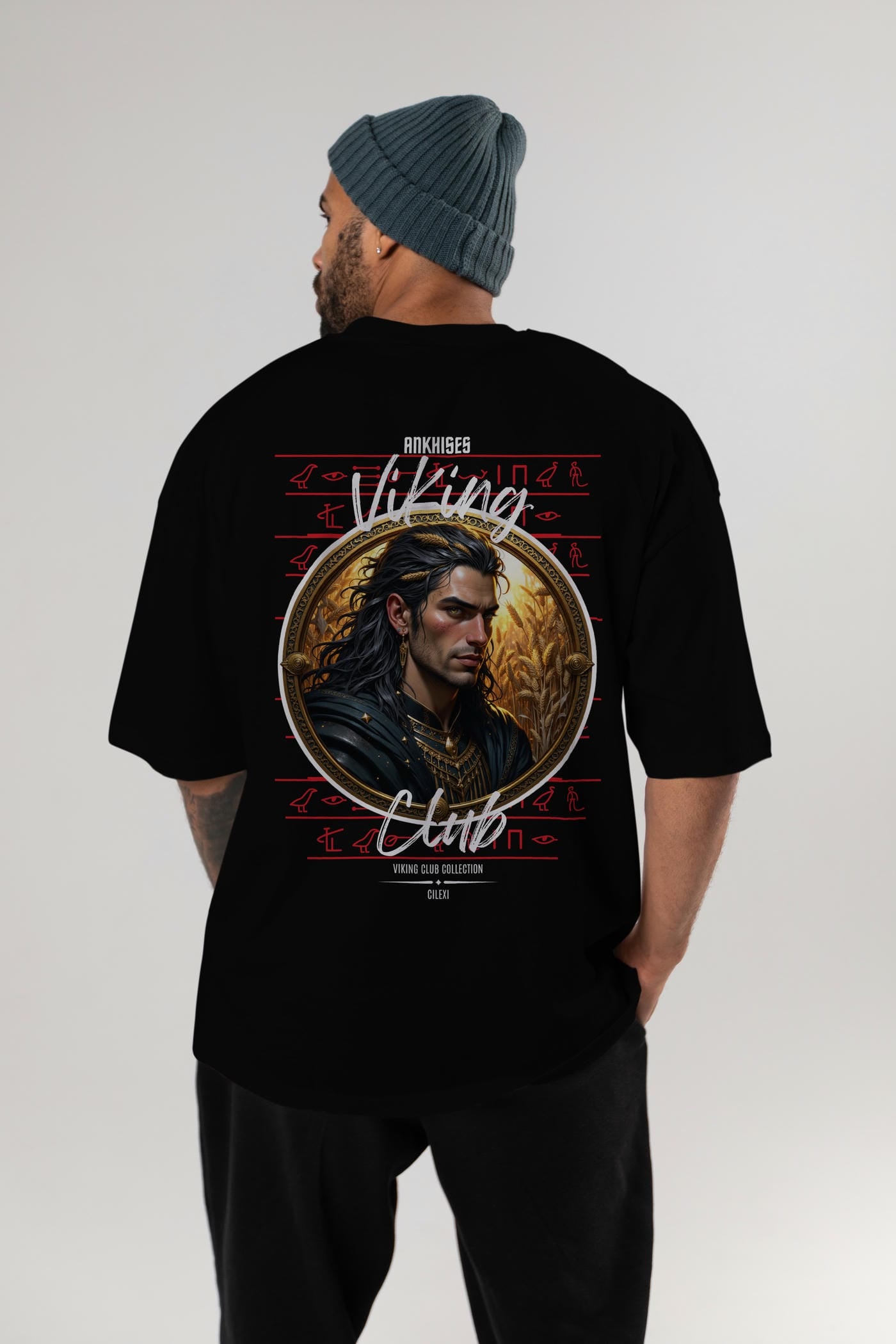 Viking Mitolojisi Serisi 2 Arka Baskılı Oversize t-shirt Erkek Kadın %100 Pamuk Bisiklet Yaka tişort