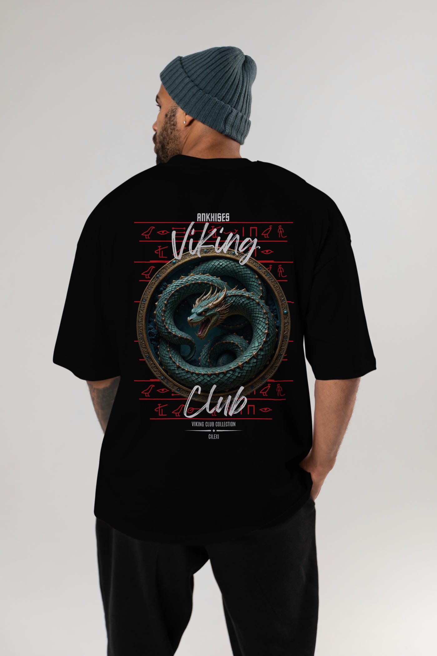 Viking Mitolojisi Serisi 25 Arka Baskılı Oversize t-shirt Erkek Kadın %100 Pamuk Bisiklet Yaka tişort