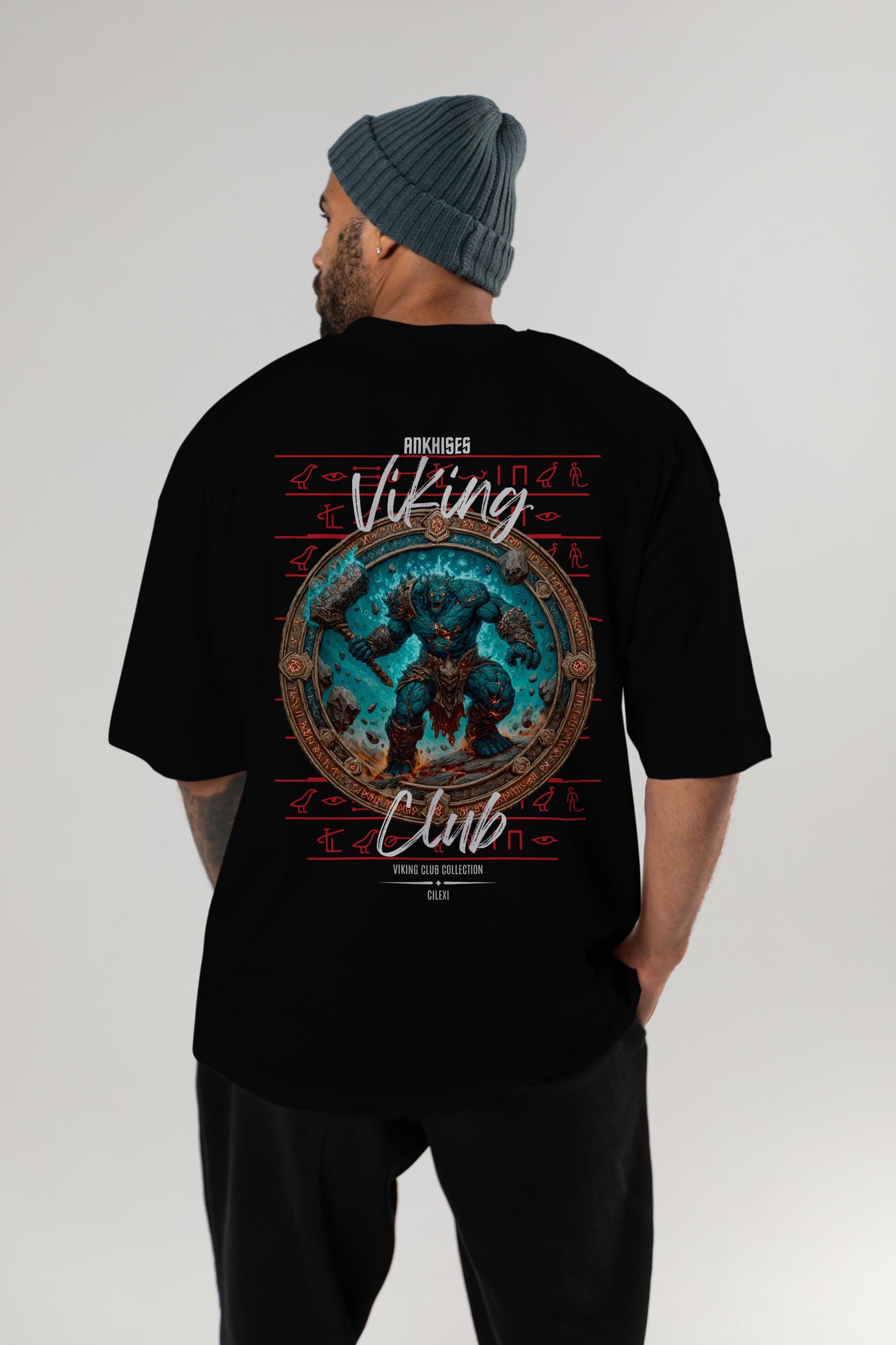 Hrungnir Baskılı Oversize t-shirt Erkek Kadın %100 Pamuk Bisiklet Yaka tişort