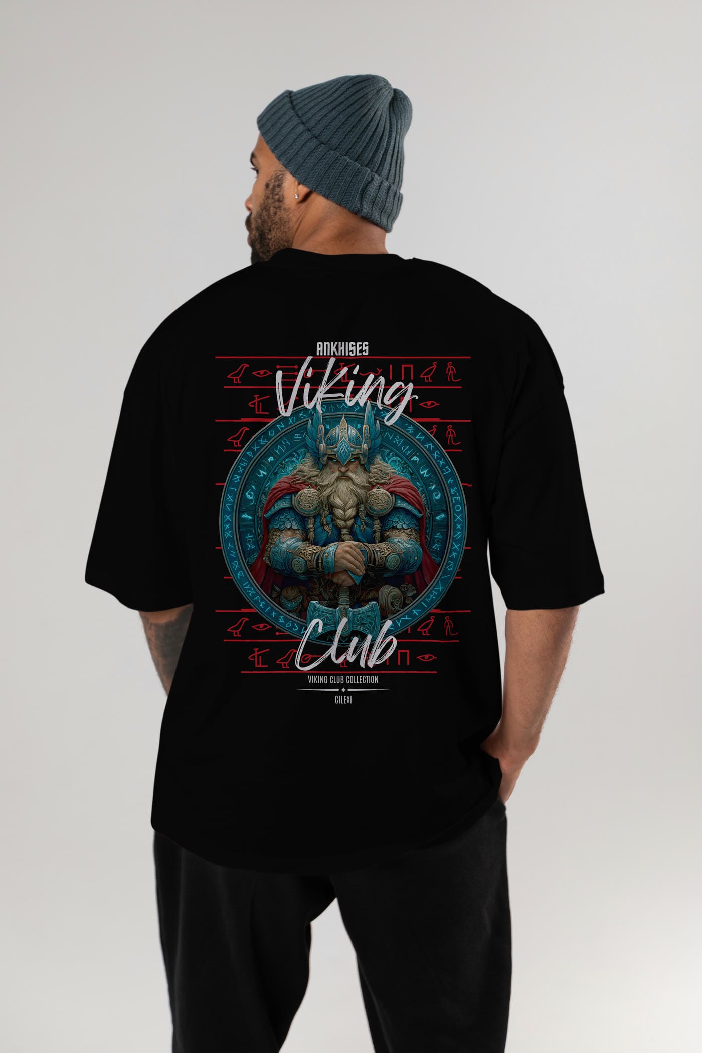 Thor Arka Baskılı Oversize t-shirt Erkek Kadın %100 Pamuk Bisiklet Yaka tişort