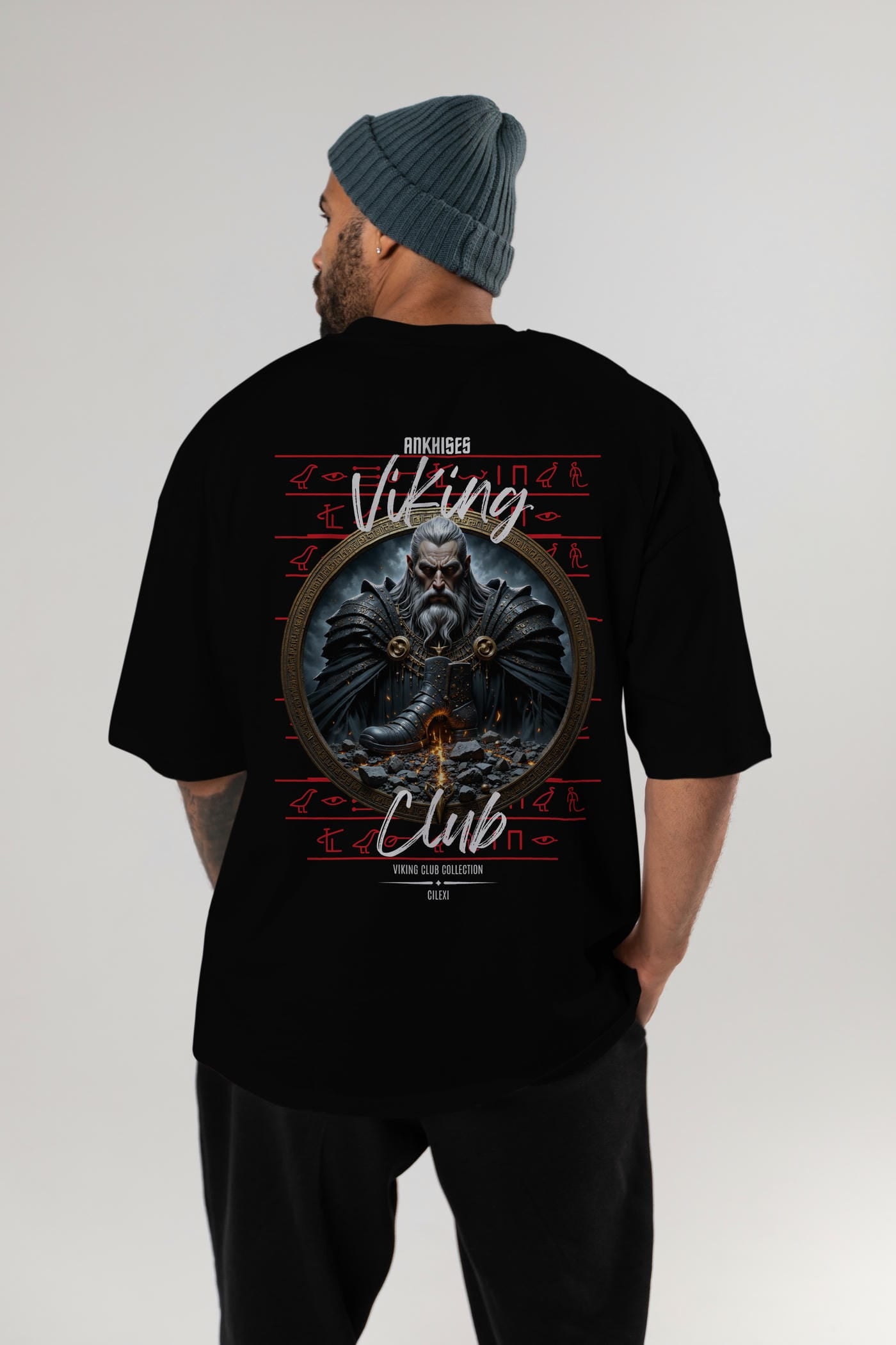 Viking Mitolojisi Serisi 22 Arka Baskılı Oversize t-shirt Erkek Kadın %100 Pamuk Bisiklet Yaka tişort