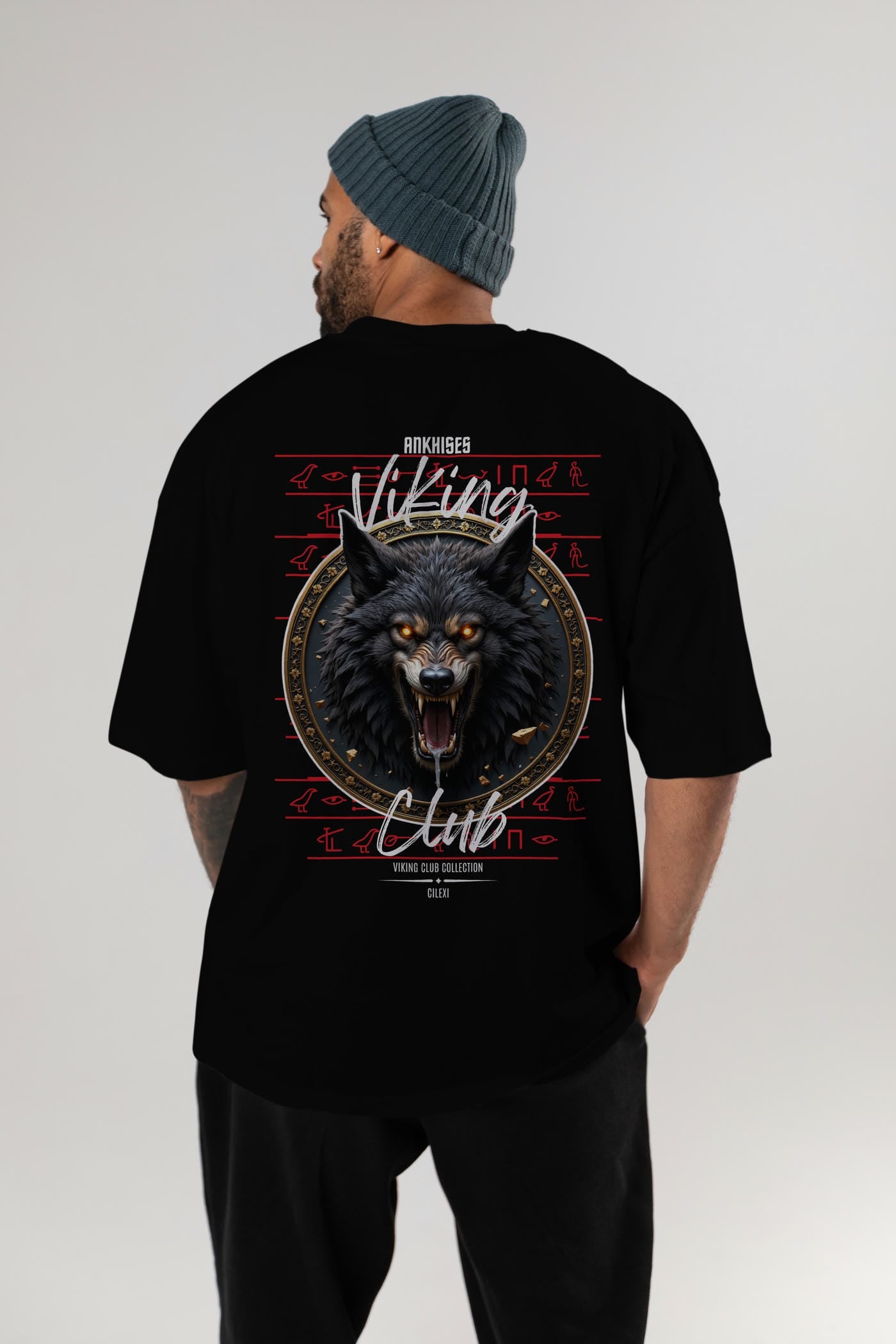 Viking Mitolojisi Serisi 27 Arka Baskılı Oversize t-shirt Erkek Kadın %100 Pamuk Bisiklet Yaka tişort