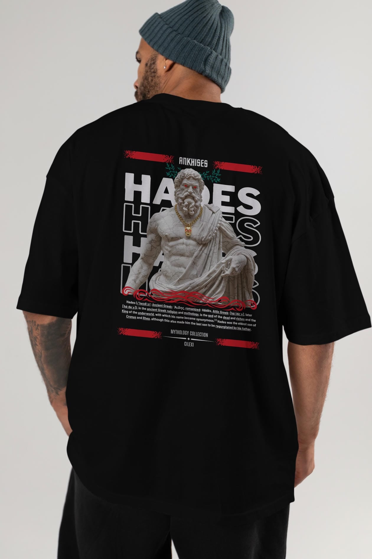 Hades 2 Arka Baskılı Oversize t-shirt Erkek Kadın %100 Pamuk Bisiklet Yaka tişort