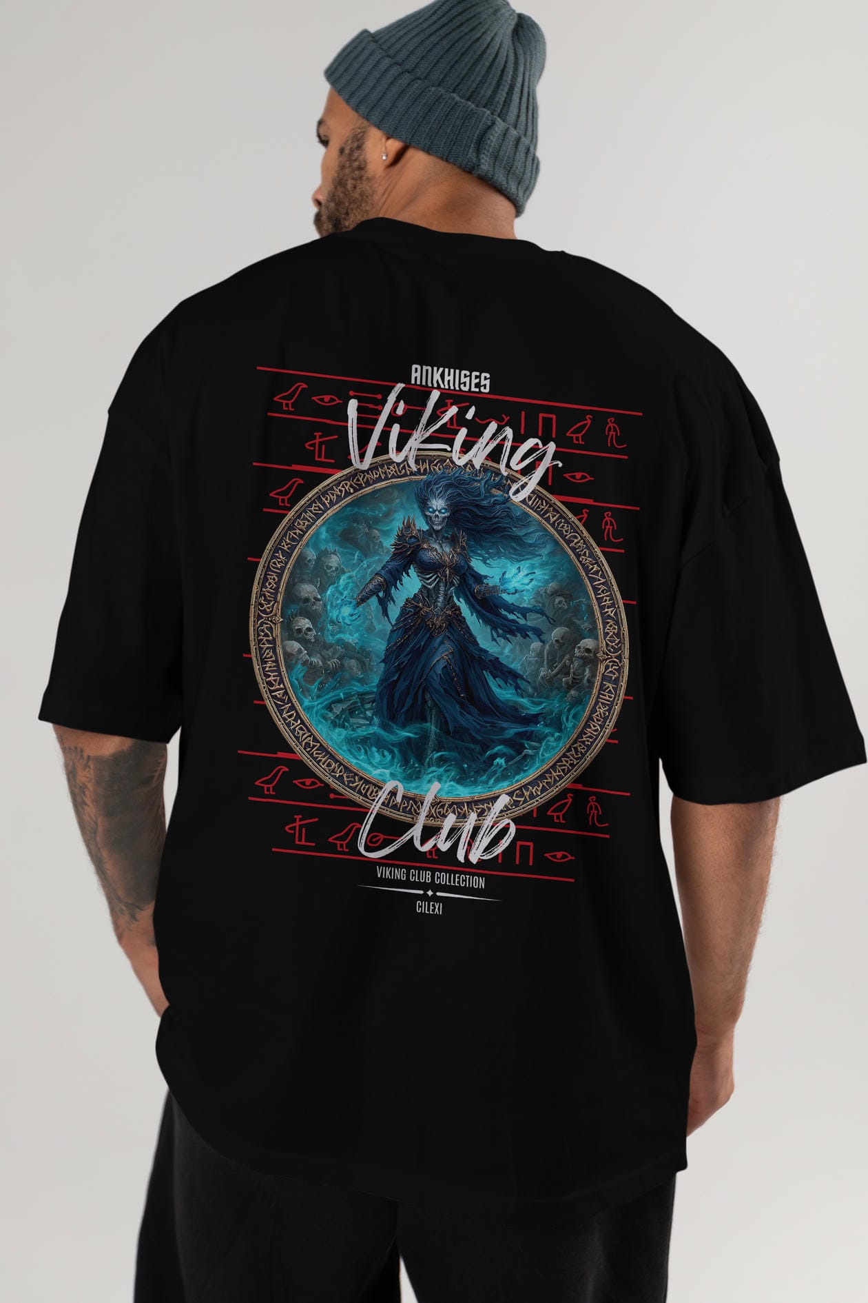 Hel Baskılı Oversize t-shirt Erkek Kadın %100 Pamuk Bisiklet Yaka tişort